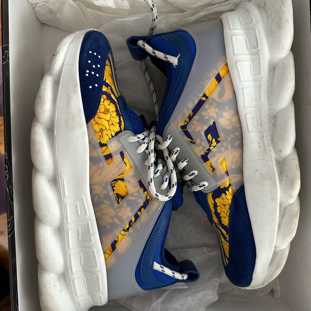 Versace Blue and Yellow Sneakers Dynamic Design